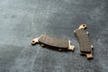 New metallic motorcycle brake pads with pristine brake pads Royalty Free Stock Photo