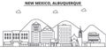 New Mexico Albuquerque architecture line skyline illustration. Linear vector cityscape with famous landmarks, city Royalty Free Stock Photo