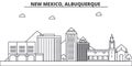 New Mexico, Albuquerque architecture line skyline illustration. Linear vector cityscape with famous landmarks, city Royalty Free Stock Photo