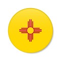 New Mexico flag circle button icon, US state round badge. 3D realistic isolated vector illustration Royalty Free Stock Photo