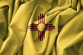New Mexico Flag, USA State Flag New Mexico, fabric flag New Mexico, 3D work and 3D image Royalty Free Stock Photo