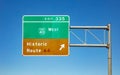 Exit road sign on the highway. New Mexico US Royalty Free Stock Photo