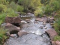 New Mexico hillside waterfalls stream whitewater river rocks wet water Royalty Free Stock Photo