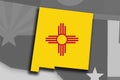 New Mexico map and flag