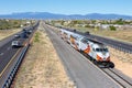 New Mexico Rail Runner Express commuter train railways near Santa Fe, United States