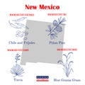 New Mexico. Set of USA official state symbols