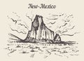 New-Mexico skyline hand drawn. New Mexico sketch style vector illustration