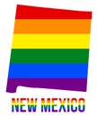 New Mexico State Map in LGBT Rainbow Flag Comprised Six Stripes With New Mexico LGBT Text Royalty Free Stock Photo