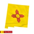 New Mexico state map with waving flag of US State. Royalty Free Stock Photo