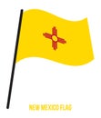 New Mexico U.S. State Flag Waving Vector Illustration on White Background Royalty Free Stock Photo