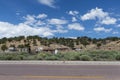 A small poor farm with precarious constructions, along a road in a rural area of the State of New Mexico Royalty Free Stock Photo