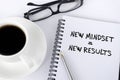 New Mindset New Result text on note pad Royalty Free Stock Photo