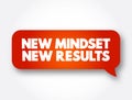 New Mindset New Results text message bubble, concept background