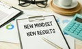 New mindset new results words letter, motivational self development business typography quotes concept Royalty Free Stock Photo