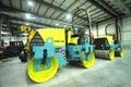 New model of road rollers Ammann parked on a stand