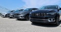 New models of Fiat Tipo cars lined up outside the local dealer of the italian automaker, now in Stellantis group.