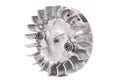 new modern aluminum flywheel for a chainsaw on a white isolated background Royalty Free Stock Photo