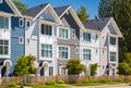 New Modern Apartment Buildings in Vancouver BC. Architectural details of modern apartment building in sunny day Royalty Free Stock Photo