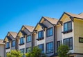 New Modern Apartment Buildings in Vancouver BC. Architectural details of modern apartment building in sunny day Royalty Free Stock Photo