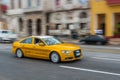 HAVANA, CUBA - OCTOBER 21, 2017: New Modern Audi Car in Havana, Cuba. Using for taxi.