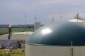 New, modern biogas plant from top Royalty Free Stock Photo