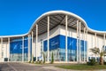 New modern building of the Main Olympic Media Center is now the venue for the Russian International Economic Forum. Entrance view