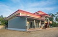 New modern bungalow. Front View of one floor family house. Asia style design Royalty Free Stock Photo