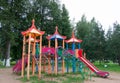 A new modern children`s playground for active games and recreation. Kuvshinovo, Tver region, Russia.