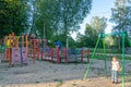 A new modern children`s playground for active games and recreation. Kuvshinovo, Tver region, Russia.