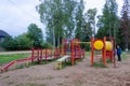 A new modern children`s playground for active games and recreation. Kuvshinovo, Tver region, Russia.