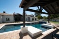 New Modern Classic Home Backyard Pool Royalty Free Stock Photo