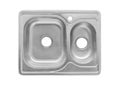 New modern double metal sink made of silver isolated on a white background, top view Royalty Free Stock Photo