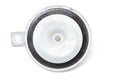 New modern electric black plastic beep - car horn on a white isolated background in a photo studio. Spare part for sale or repair Royalty Free Stock Photo