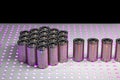 New modern high-capacity lithium-ion batteries. A prototype of new batteries on a laboratory table Royalty Free Stock Photo