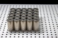 New modern high-capacity lithium-ion batteries. A prototype of new batteries on a laboratory table Royalty Free Stock Photo