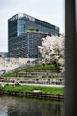 New modern large glass and concrete buildings in Strasbourg