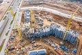 New modern multistory apartment buildings under construction. drone photo Royalty Free Stock Photo