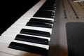 New modern pipe organ keyboard side view