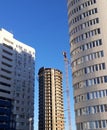 New modern, residential, high-rise building built of concrete and brick.