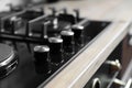 New modern stove, closeup. Kitchen appliance Royalty Free Stock Photo