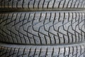 New modern studdable winter tire tread closeup withouts studs