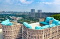 New modern terrace, balcony on roof of high rise building with beautiful view of cityscape. Royalty Free Stock Photo