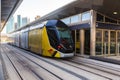 New modern tram in Dubai, UAE