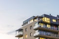 New, modern urban illuminated apartments Royalty Free Stock Photo