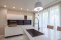 New modern white kitchen. New luxury home. Interior photography Royalty Free Stock Photo