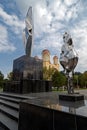 New monument and Orthodox church in Resita, Romania