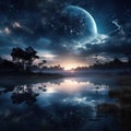 New Moon Reflection Royalty Free Stock Photo