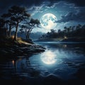 New Moon Reflection Still Waters Showcase Royalty Free Stock Photo