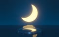 The new moon with reflection on the water, 3d rendering Royalty Free Stock Photo