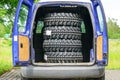 New mud and terrain tire set in the delivery car